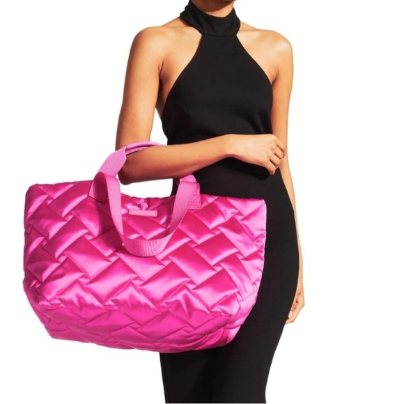 Kurt Geiger Hot Pink Quilted Recycled Shopper Tote Bag - Picture 1 of 5